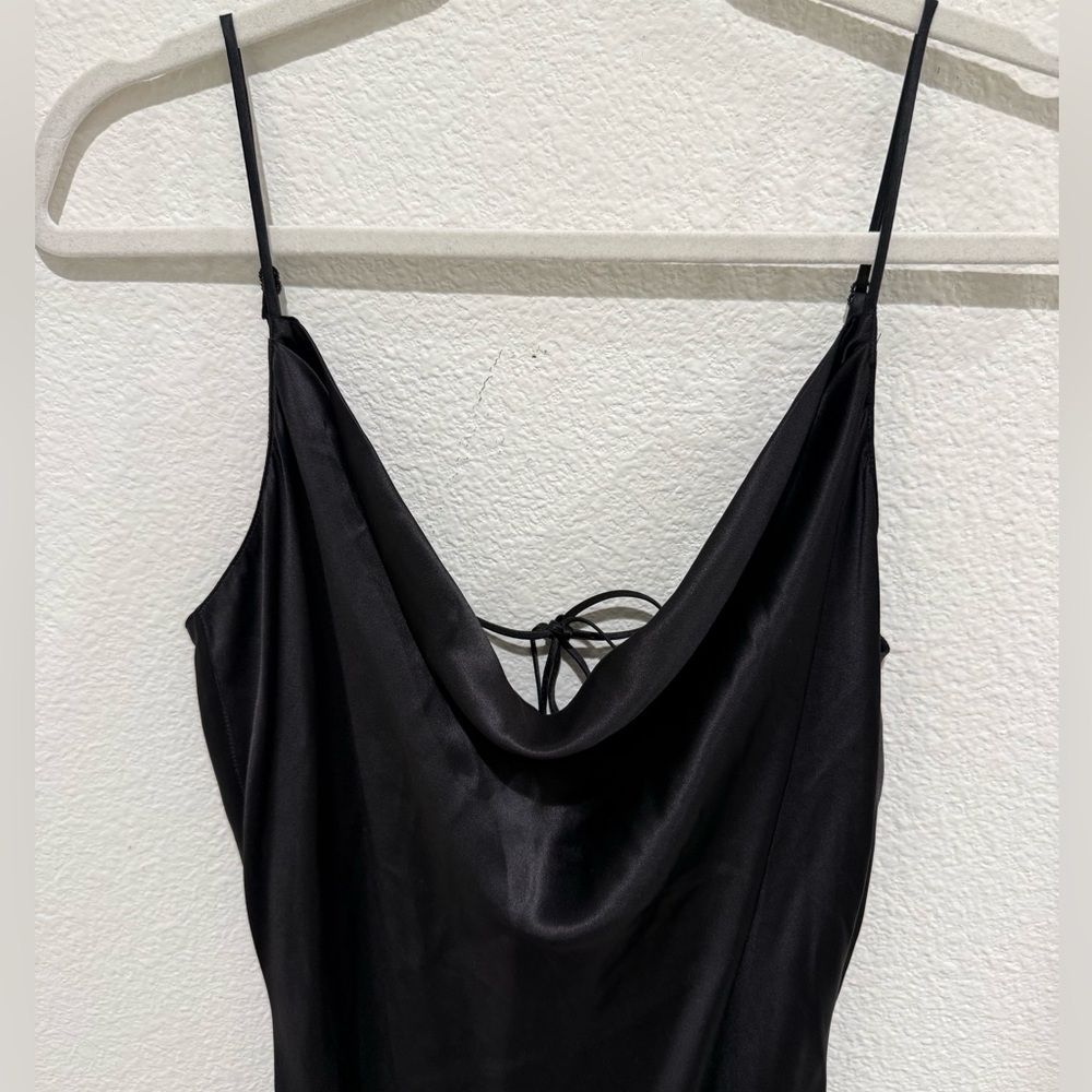 Victoria's Secret 100% Silk black Maxi slip dress cowl neckline Large - Picture 2 of 9
